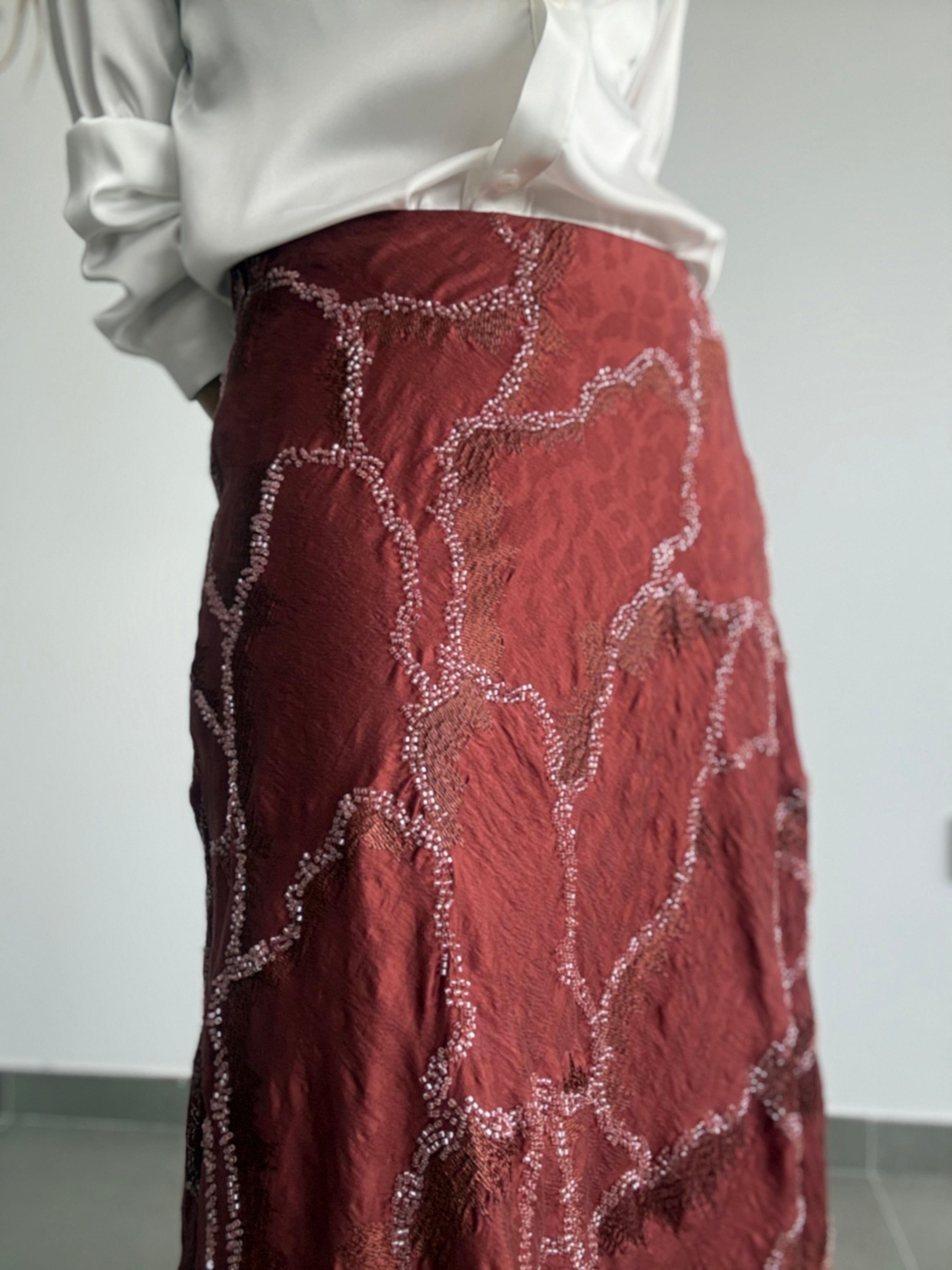 FALDA VARENA CORAL OSCURO