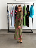 VESTIDO MACEDONIA VERDE/FUCSIA
