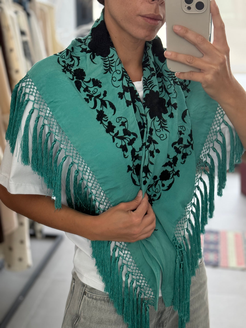 MANTÓN NEGRO TURQUESA