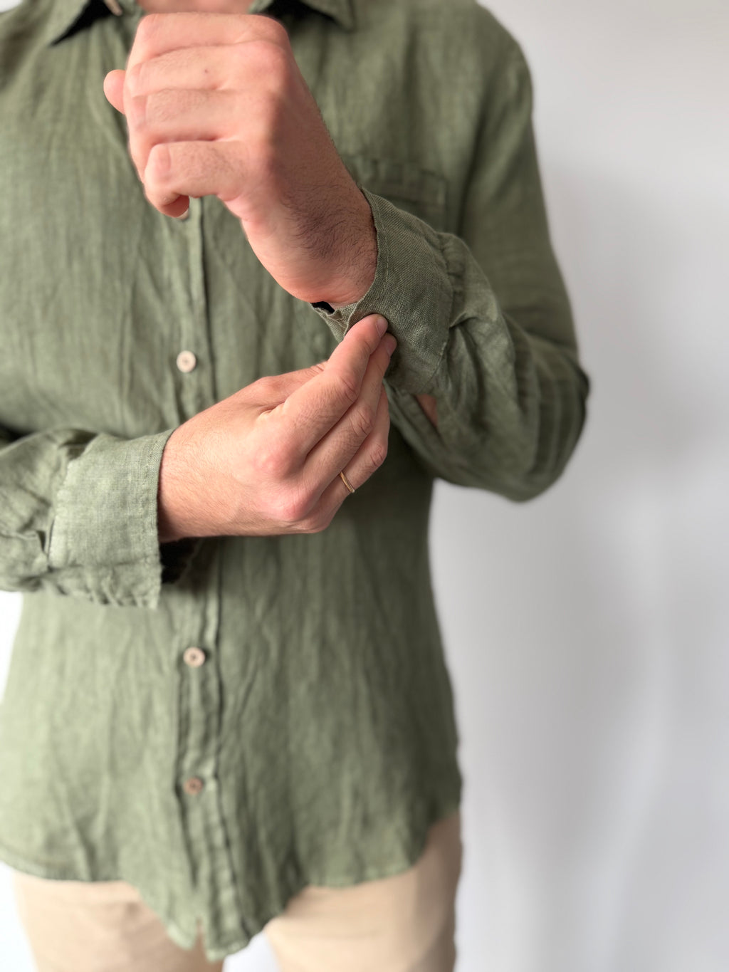 CAMISA LINO UNISEX CAQUI