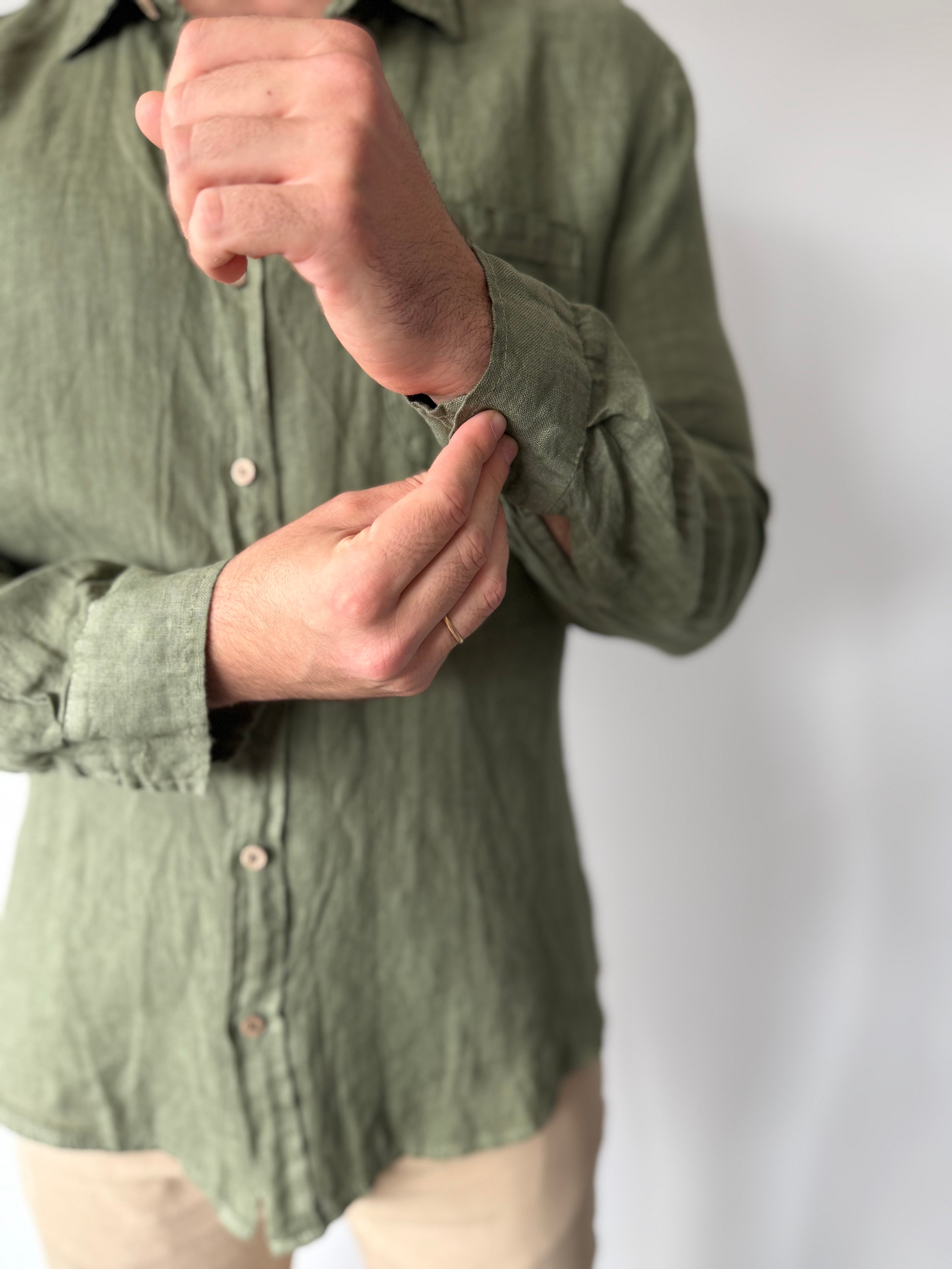 CAMISA LINO UNISEX CAQUI