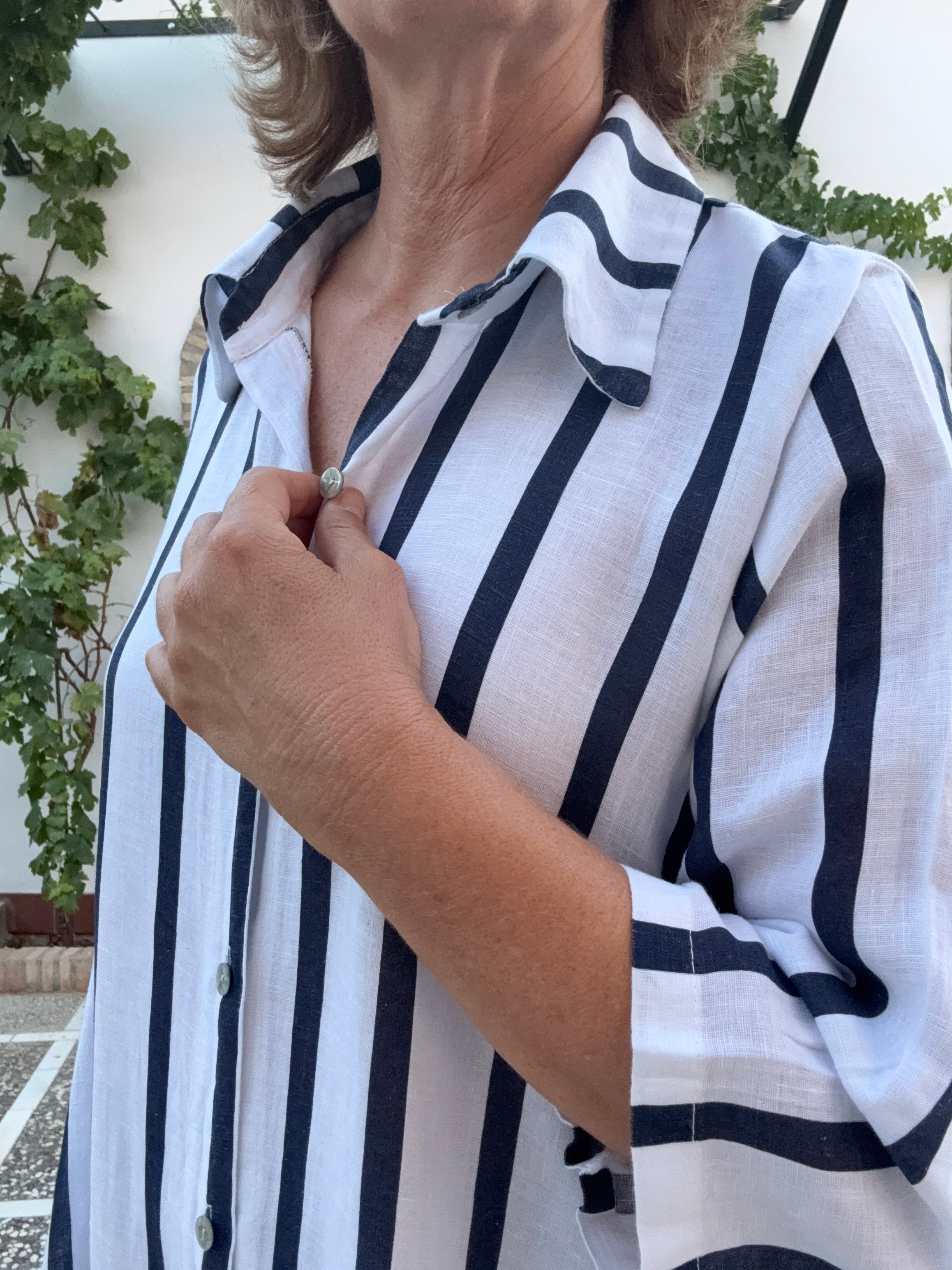 VESTIDO  PALMAR BLANCO-AZUL
