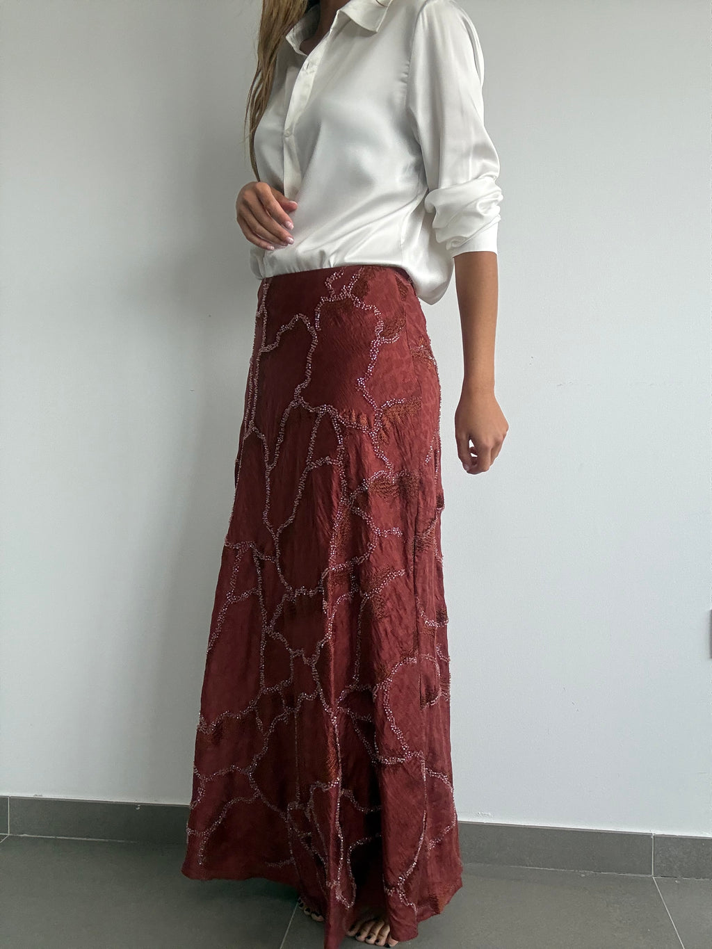 FALDA VARENA CORAL OSCURO
