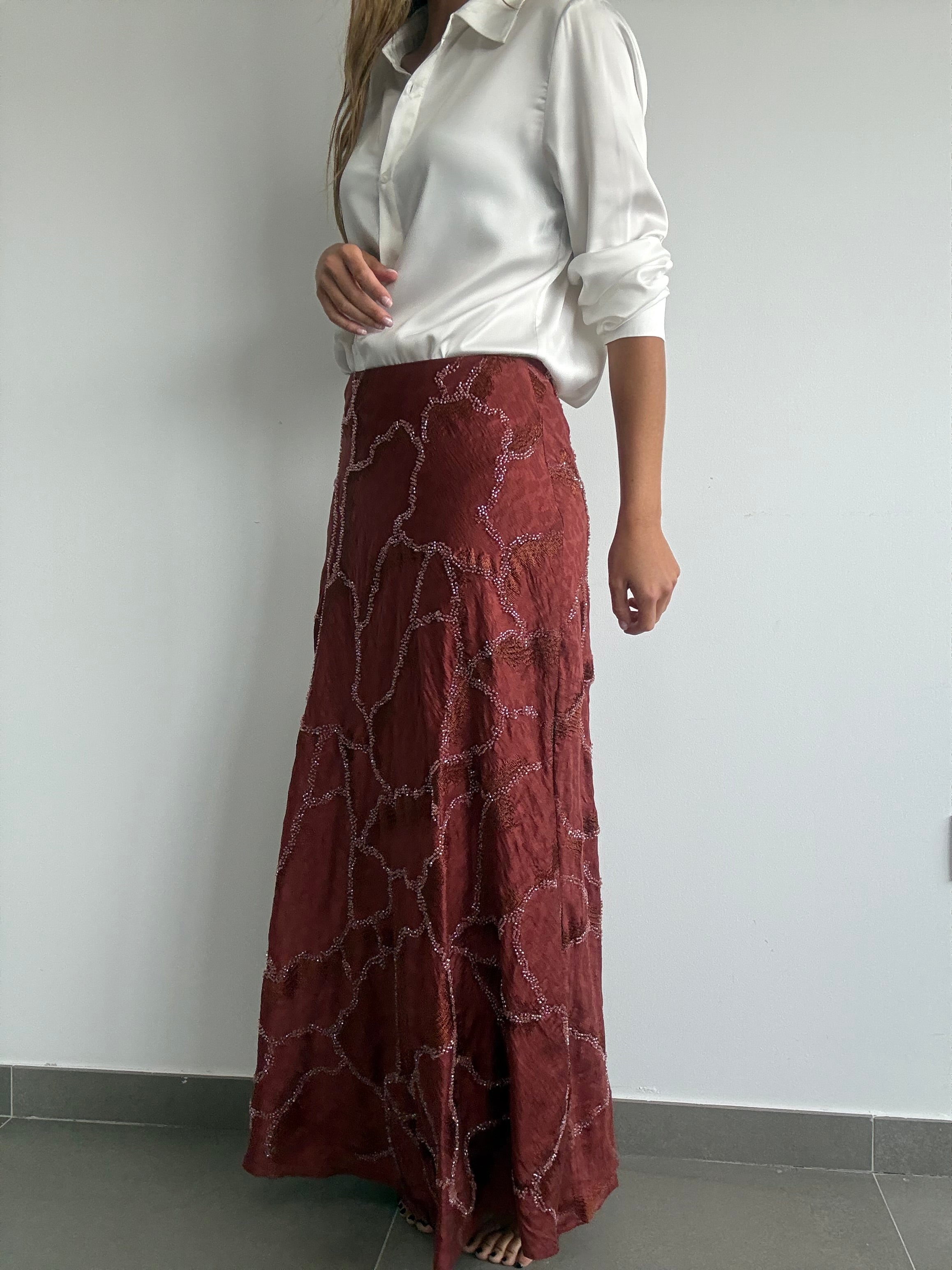 FALDA VARENA CORAL OSCURO