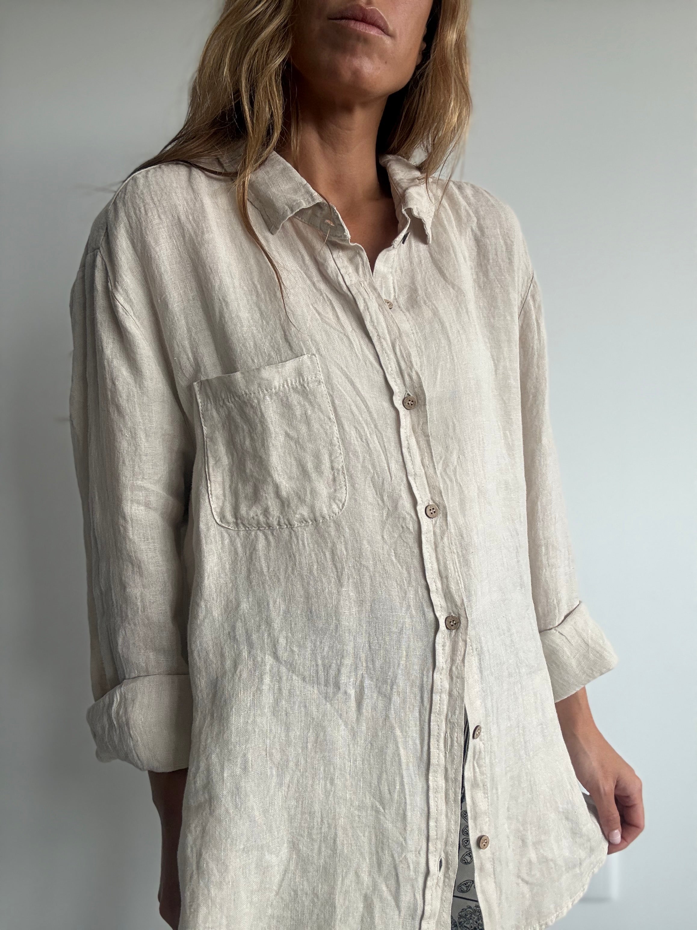 CAMISA LINO UNISEX CRUDO