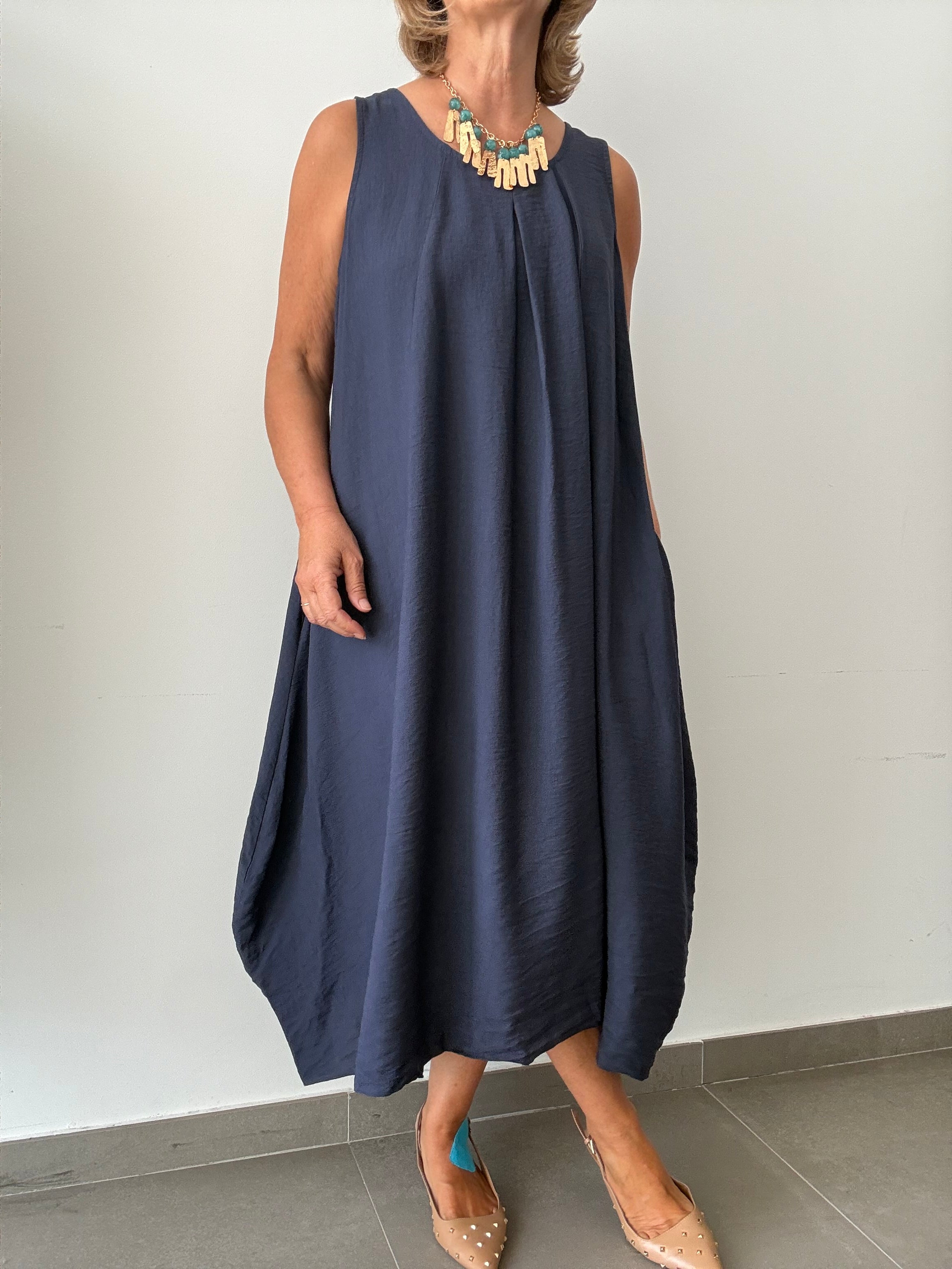 VESTIDO ABANICO MARINO