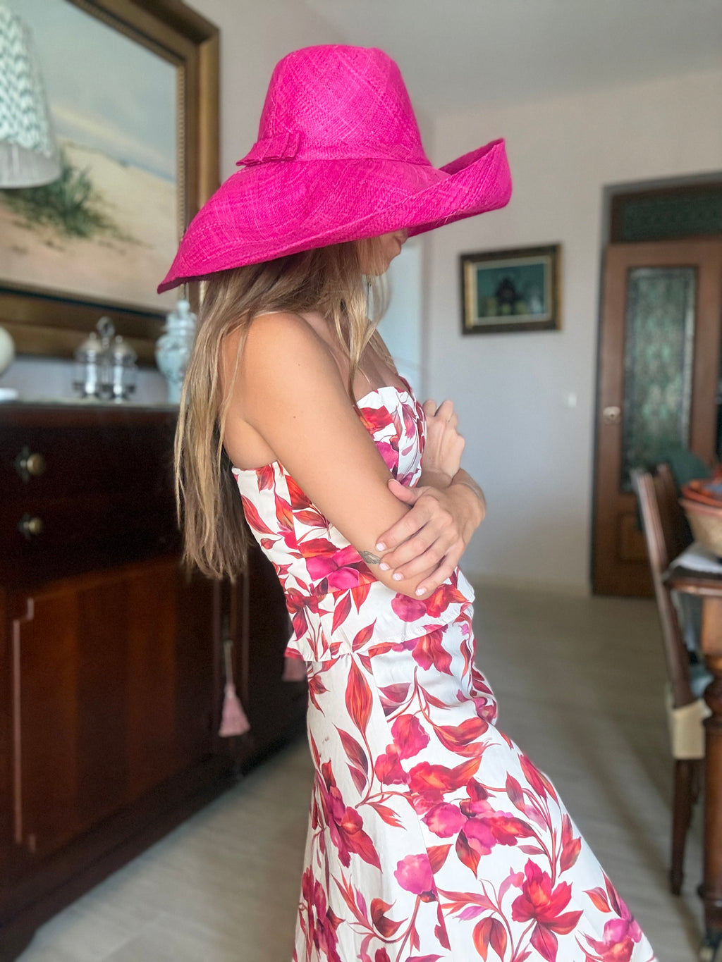 SOMBRERO RAFIA FUCSIA