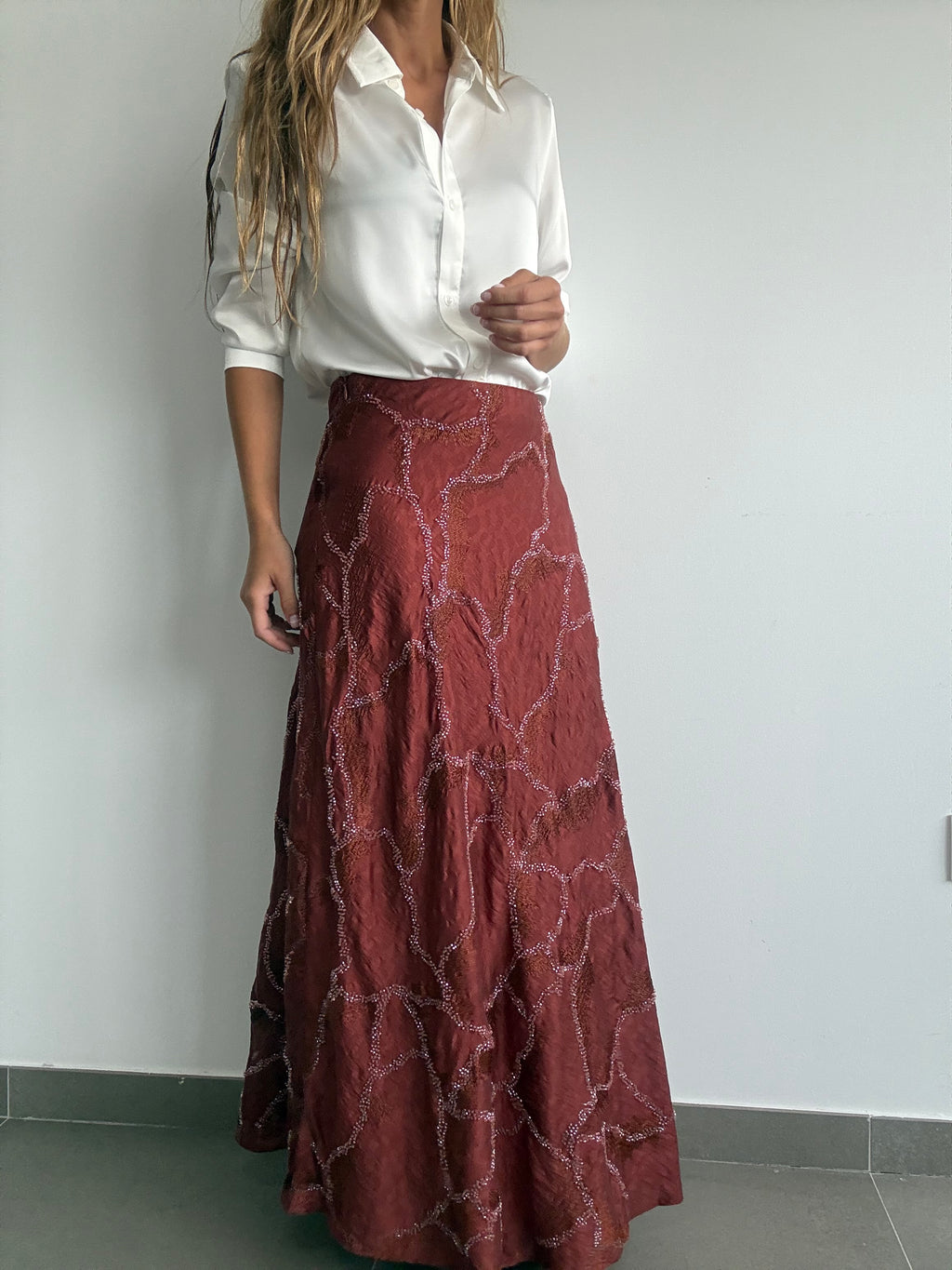 FALDA VARENA CORAL OSCURO