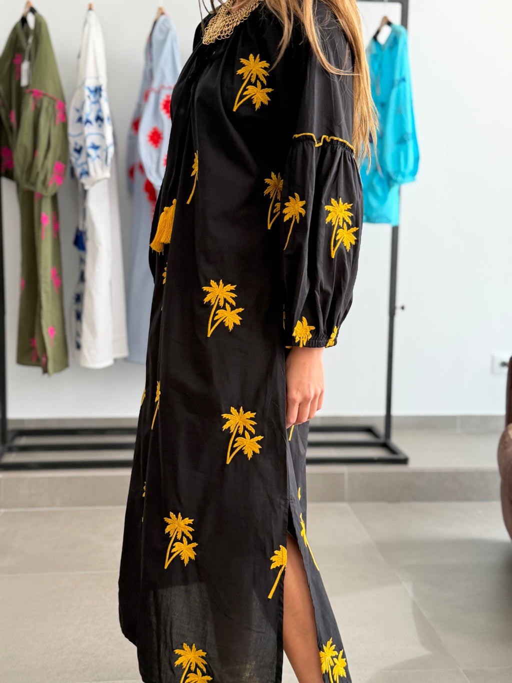 VESTIDO MACEDONIA NEGRO/AMARILLO