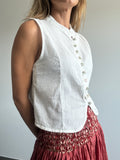 BLUSA CUELLO MAO RAYADO BLANCO