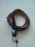 CINTURON PERLA TURQUESA MARRON