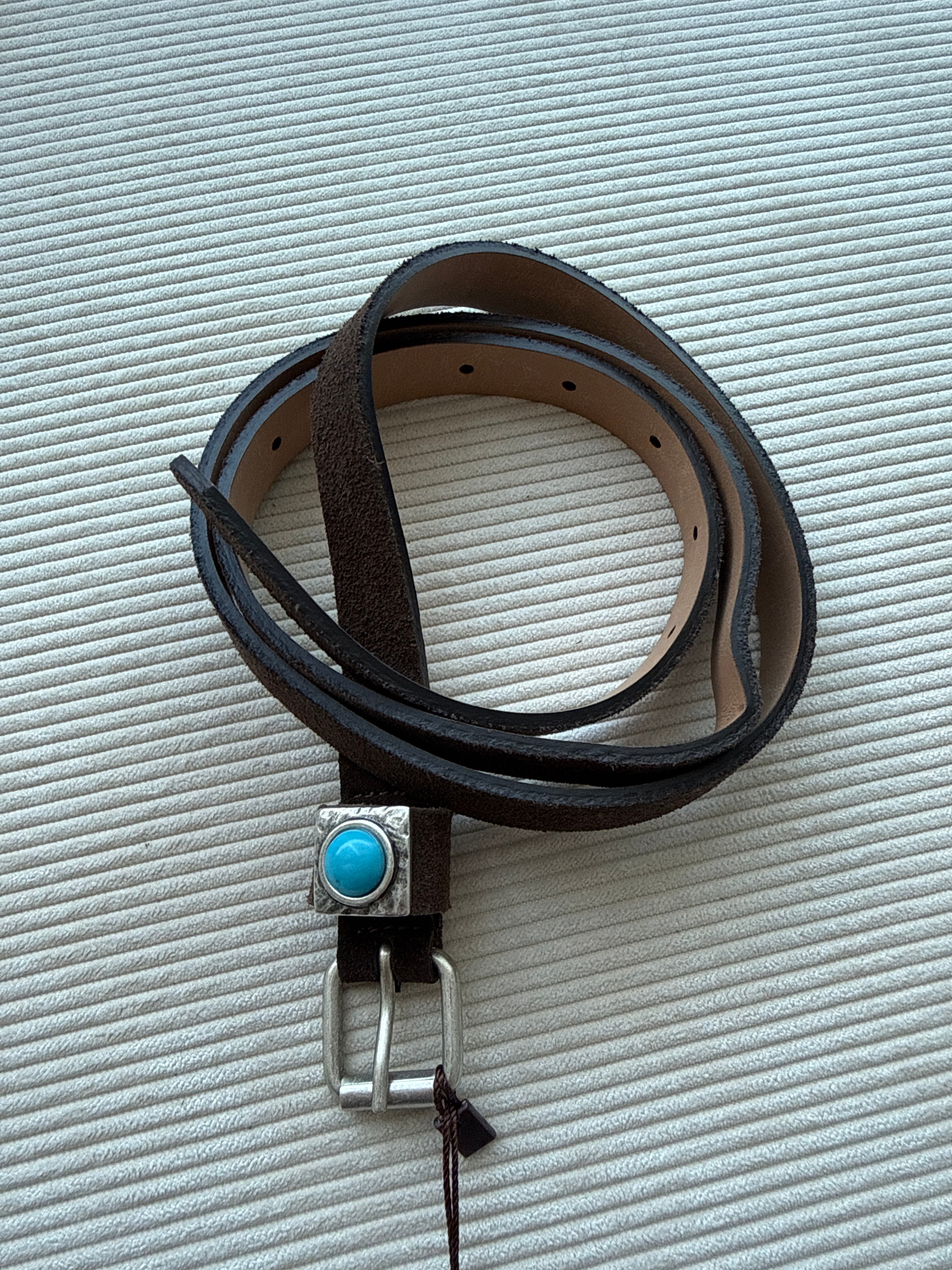 CINTURON PERLA TURQUESA MARRON