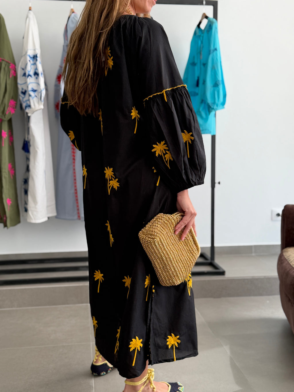 VESTIDO MACEDONIA NEGRO/AMARILLO