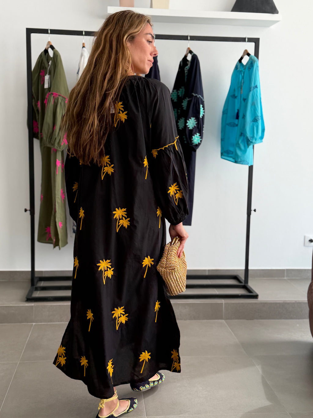 VESTIDO MACEDONIA NEGRO/AMARILLO