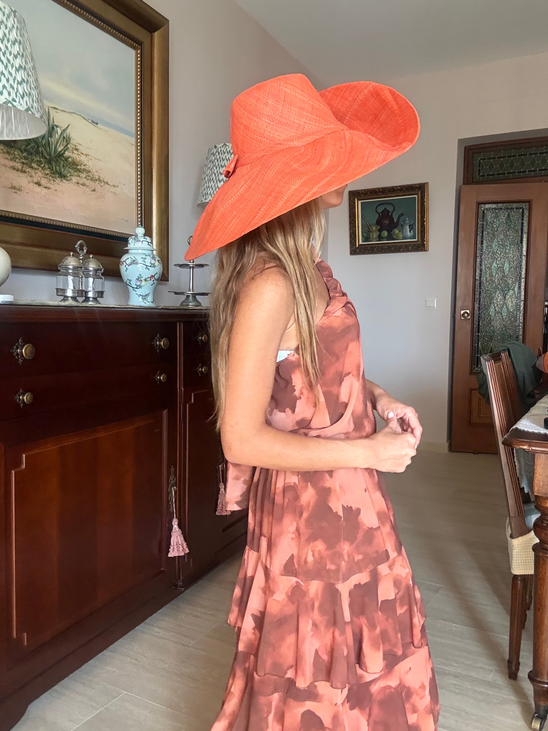 SOMBRERO RAFIA NARANJA