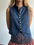 BLUSA CUELLO MAO RAYADO MARINO