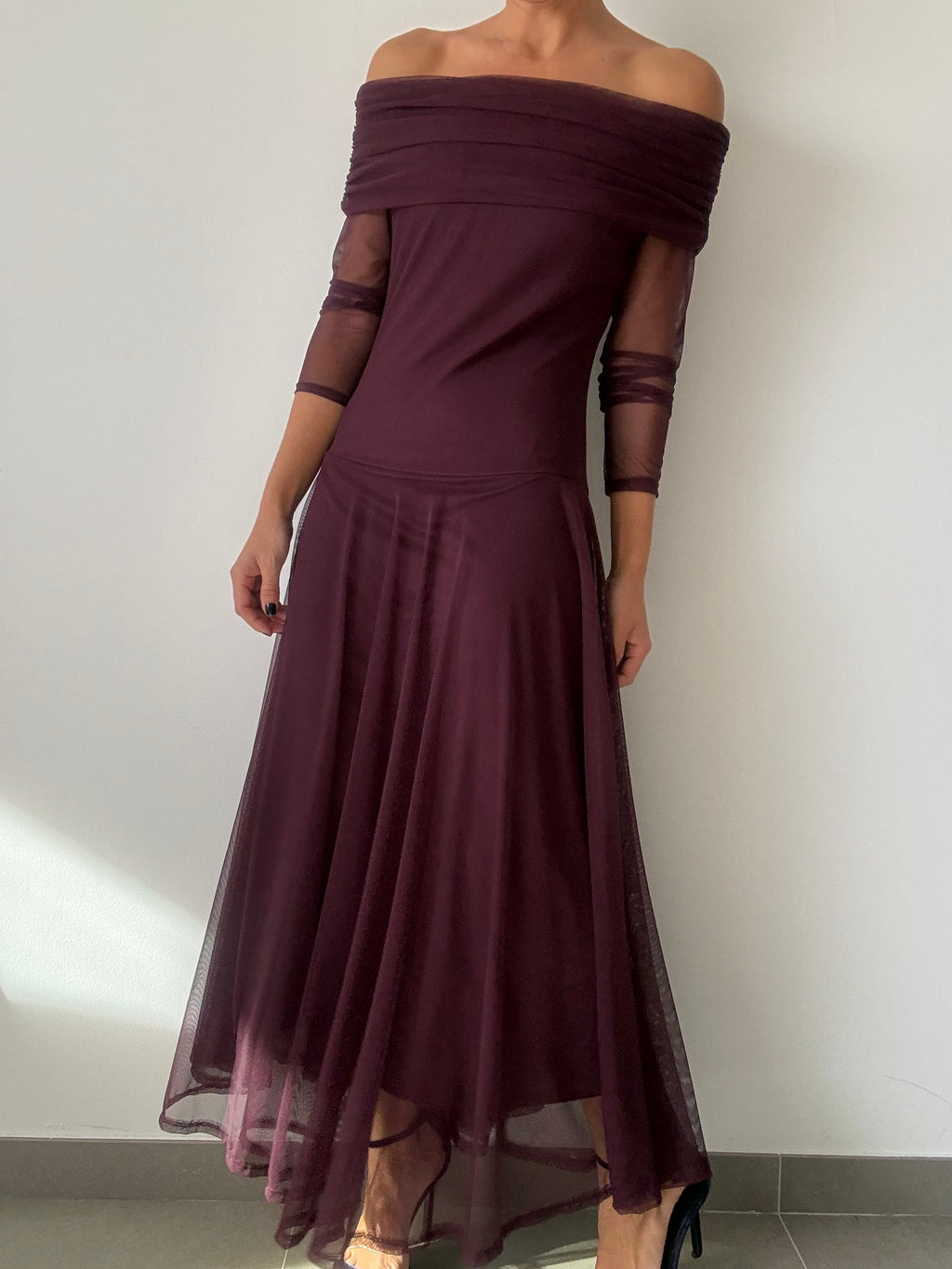 VESTIDO BALCÓN BERENJENA