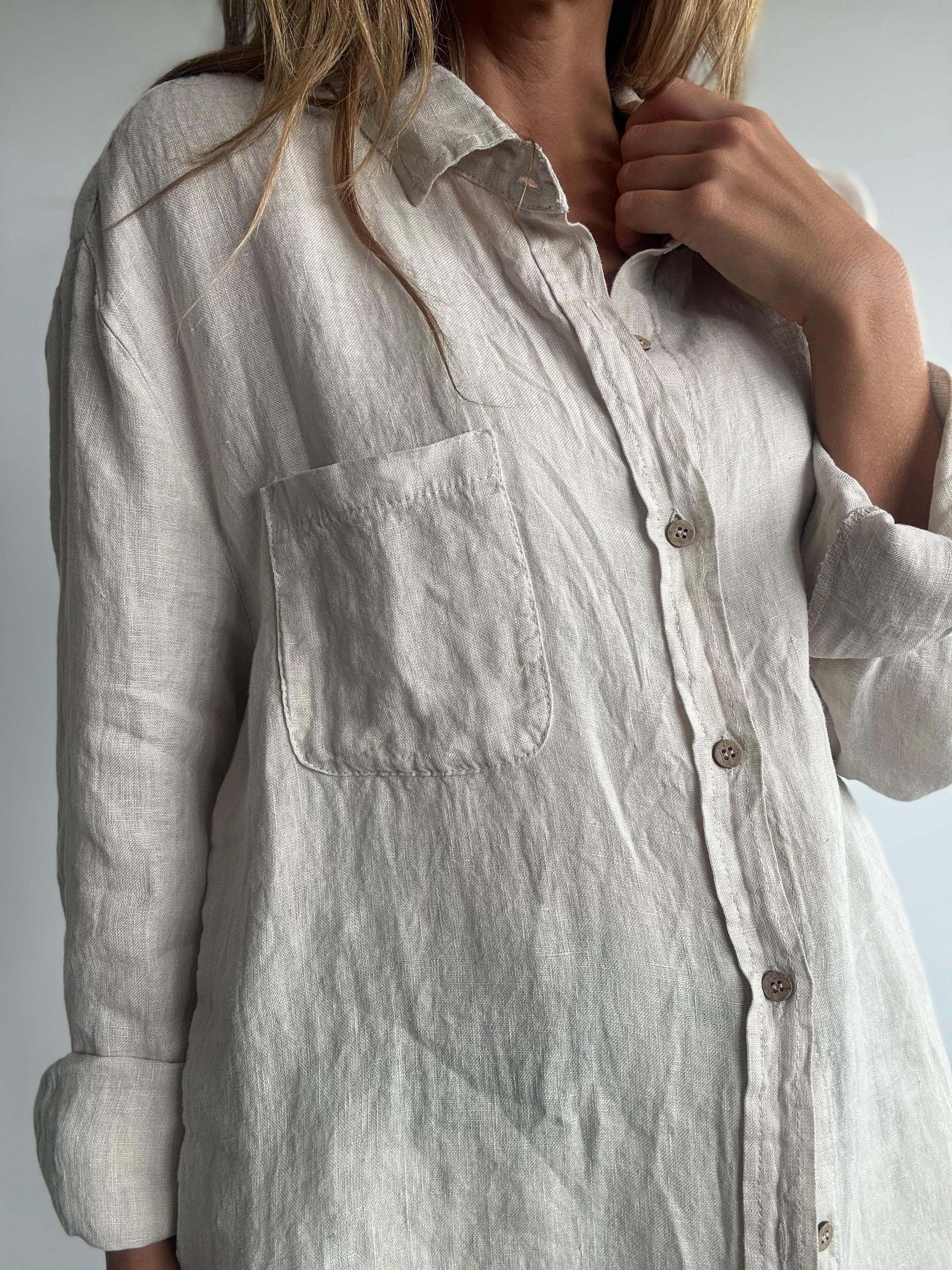 CAMISA LINO UNISEX CRUDO