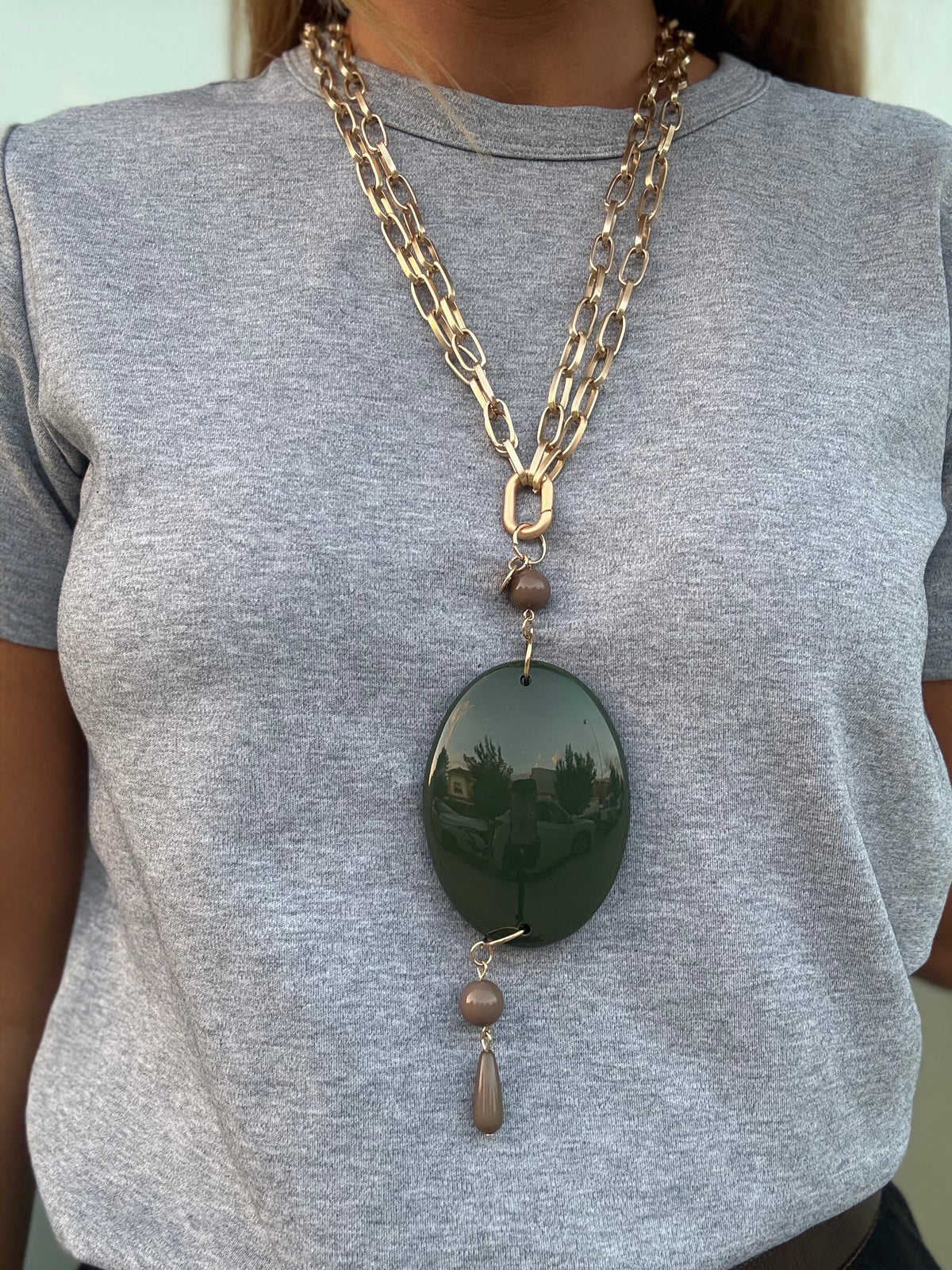 COLLAR ÓVALO VERDE