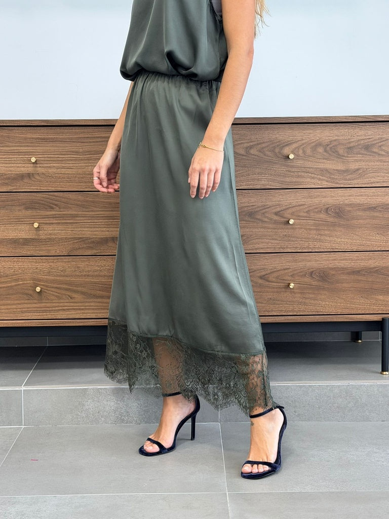 FALDA ENCAJE VERDE BOTELLA