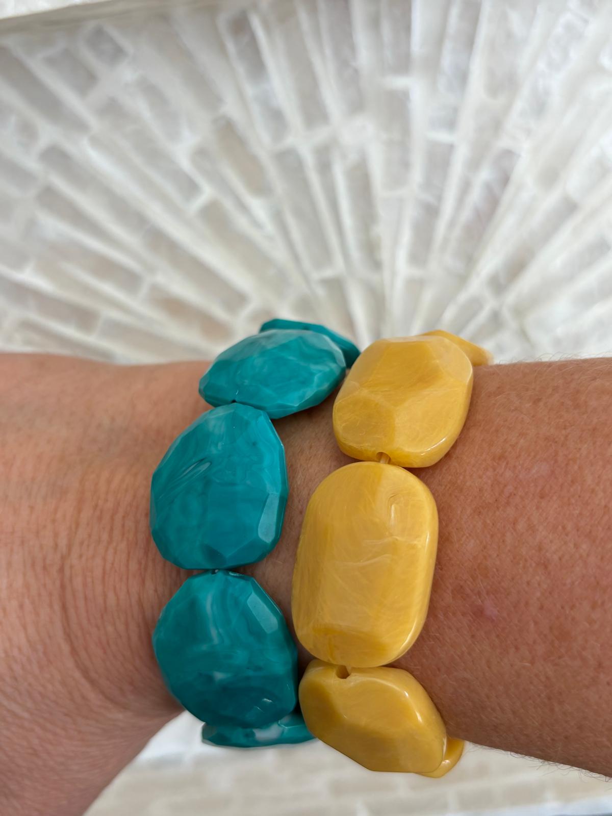 PULSERAS  MOSTAZA/TURQUESA
