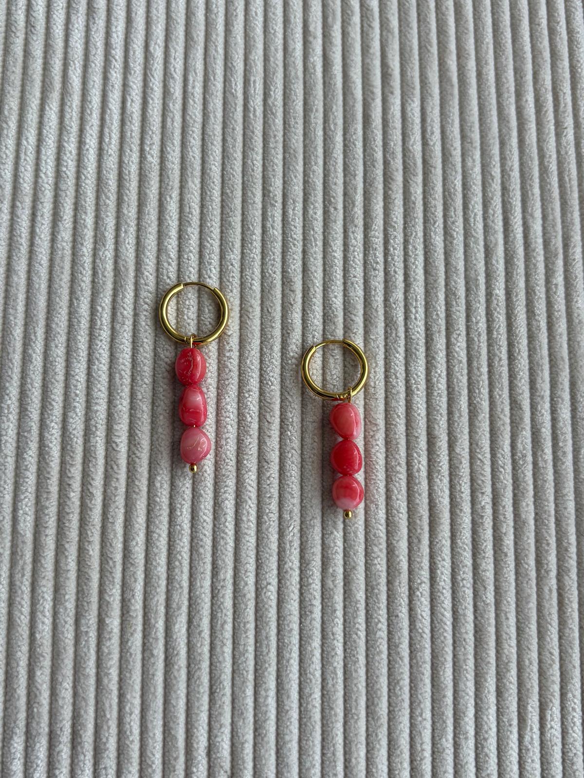 PENDIENTE BOLITAS CORAL