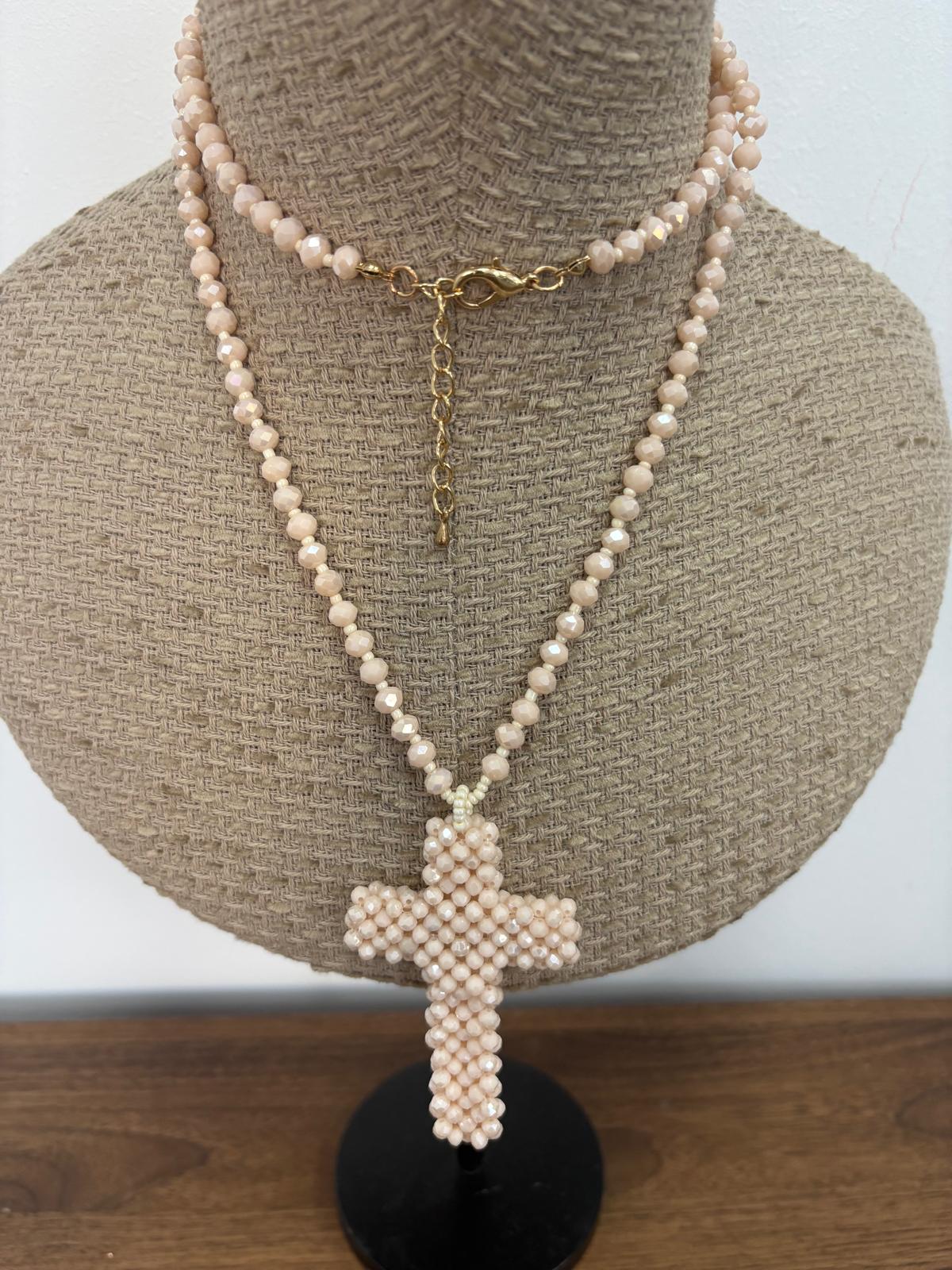 COLLAR CRUZ ROSA