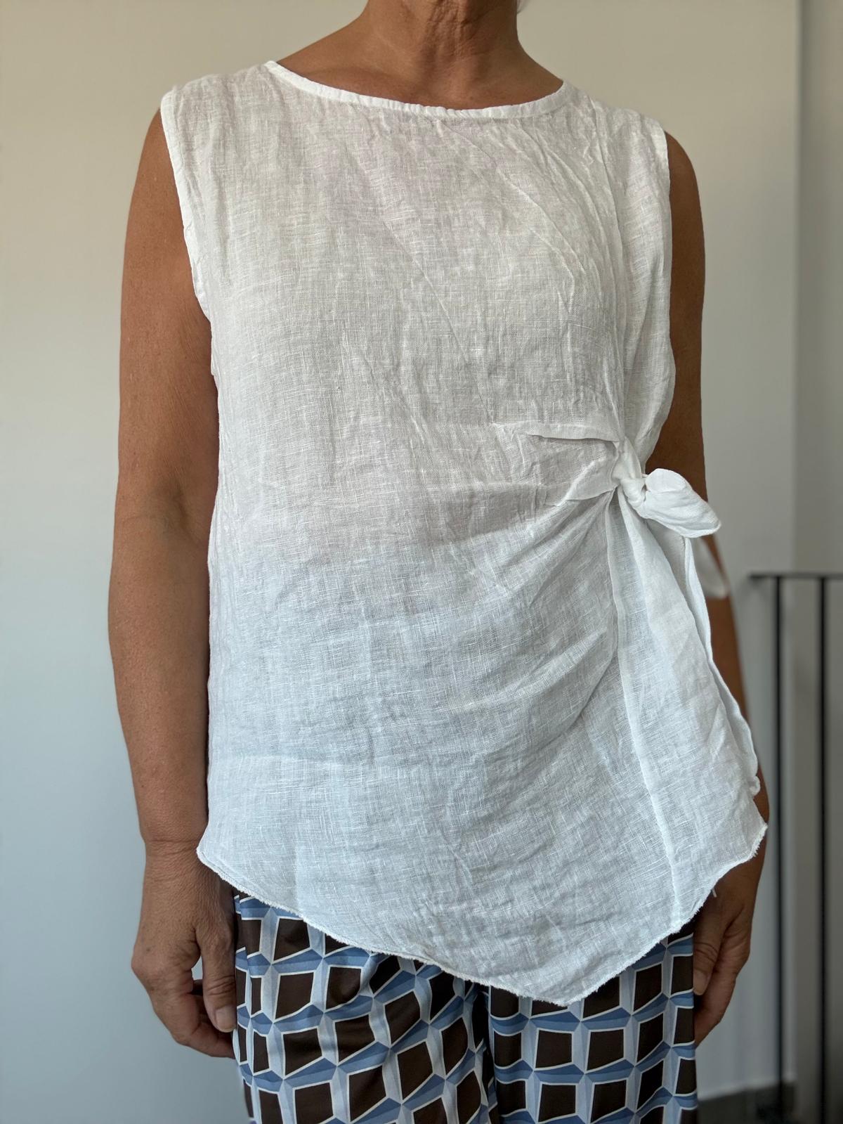 BLUSA NUDO LINO BLANCO