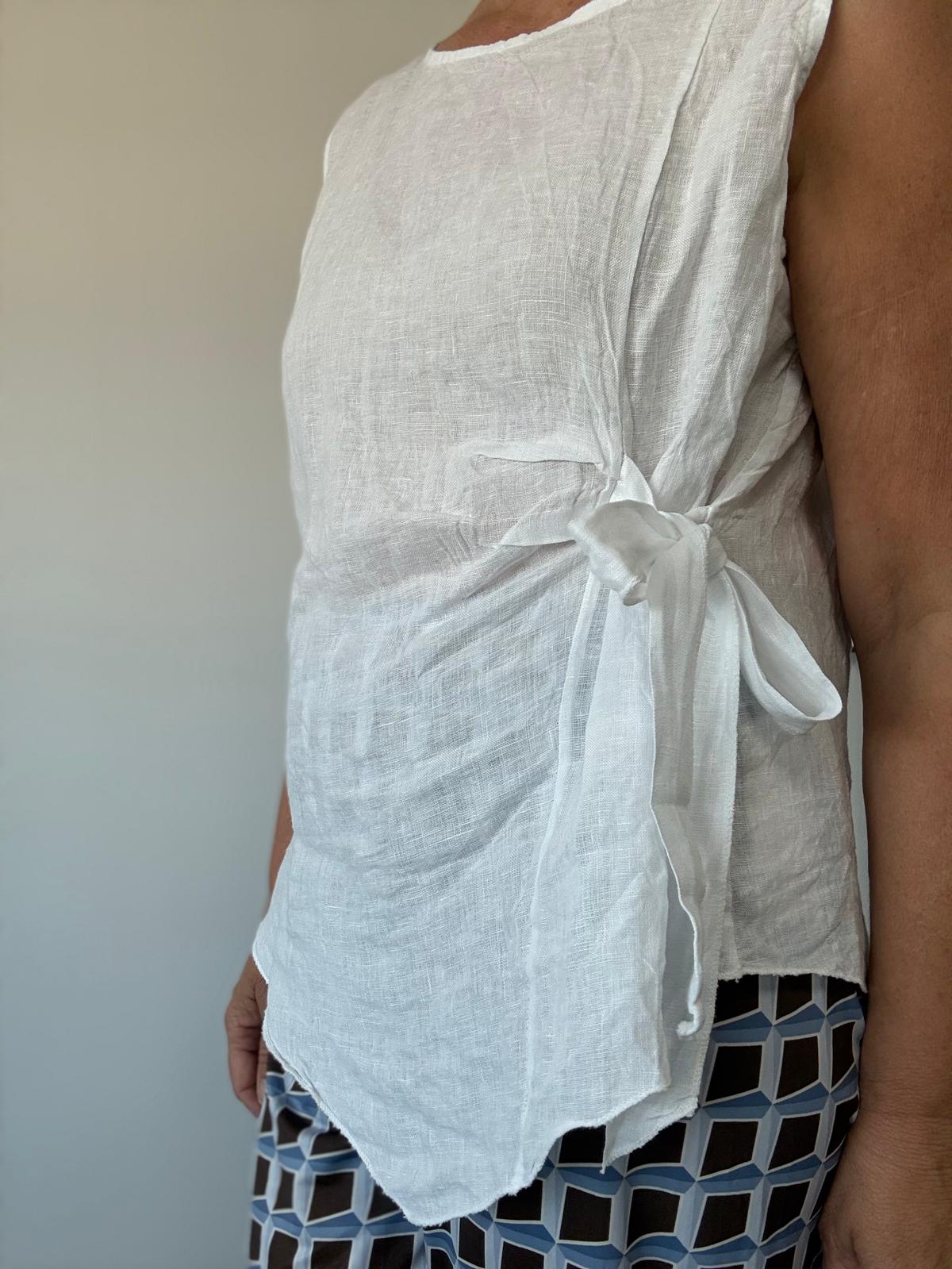 BLUSA NUDO LINO BLANCO