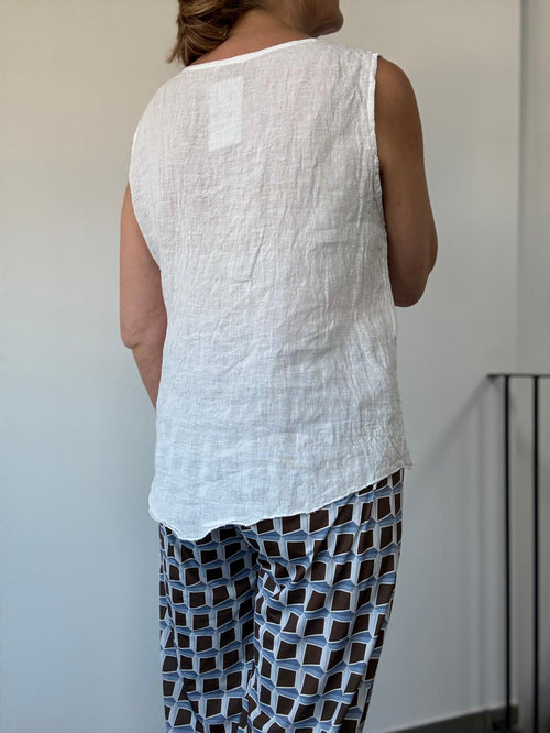 BLUSA NUDO LINO BLANCO
