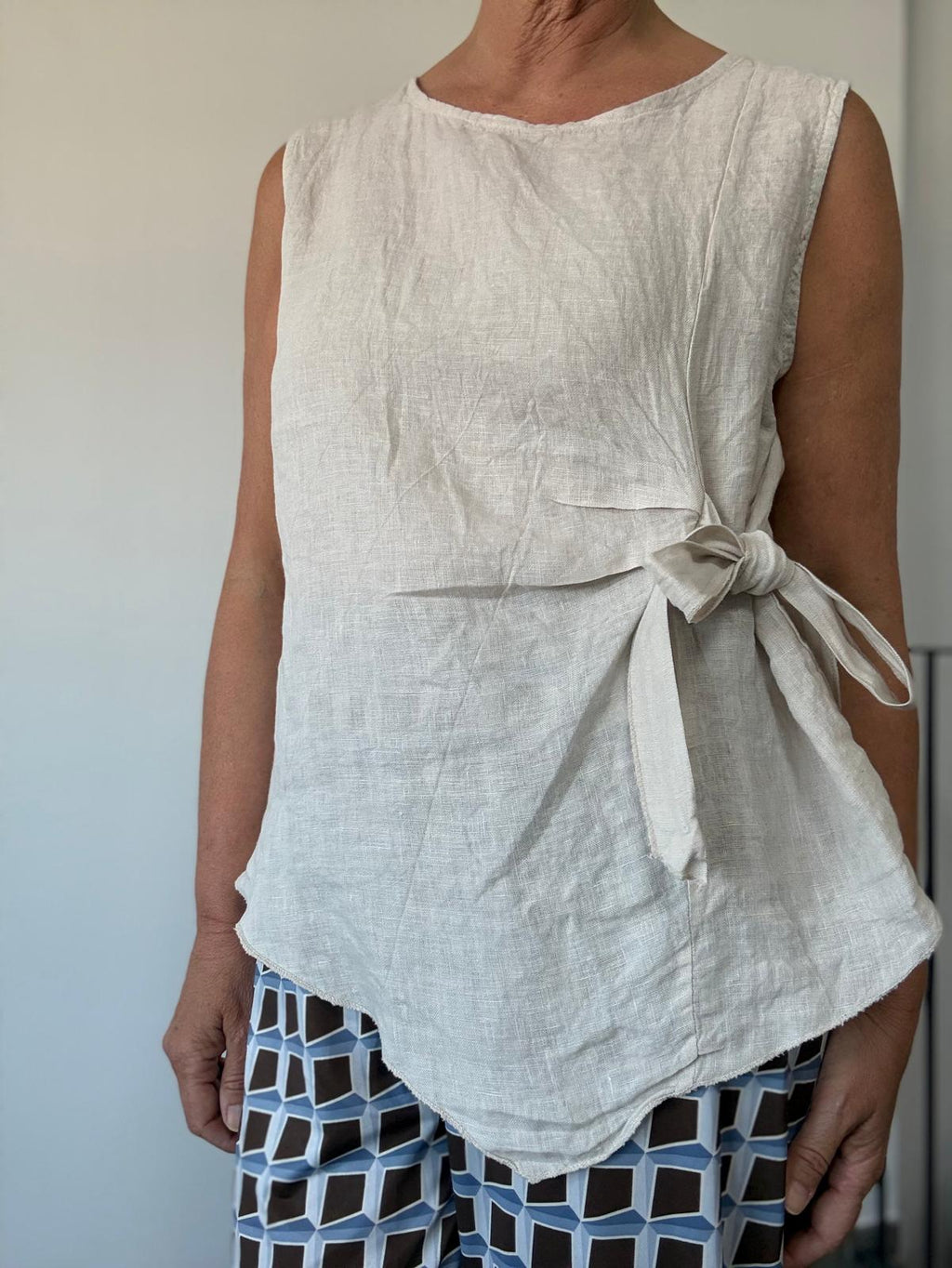 BLUSA NUDO LINO BEIGE