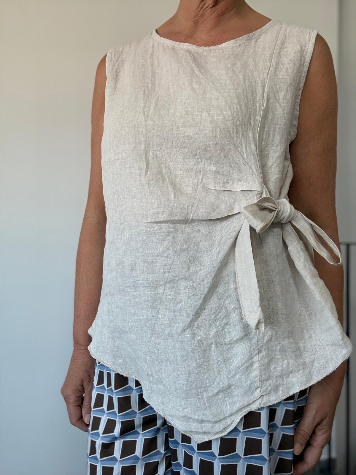 BLUSA NUDO LINO BEIGE