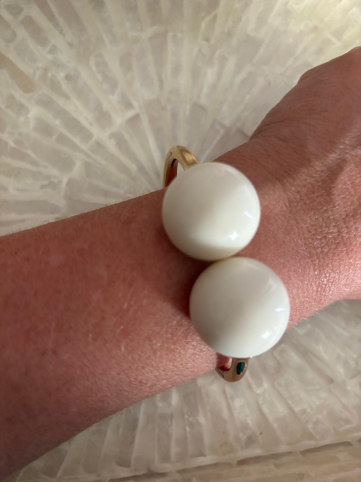 PULSERA DOS BOLAS  MARFIL