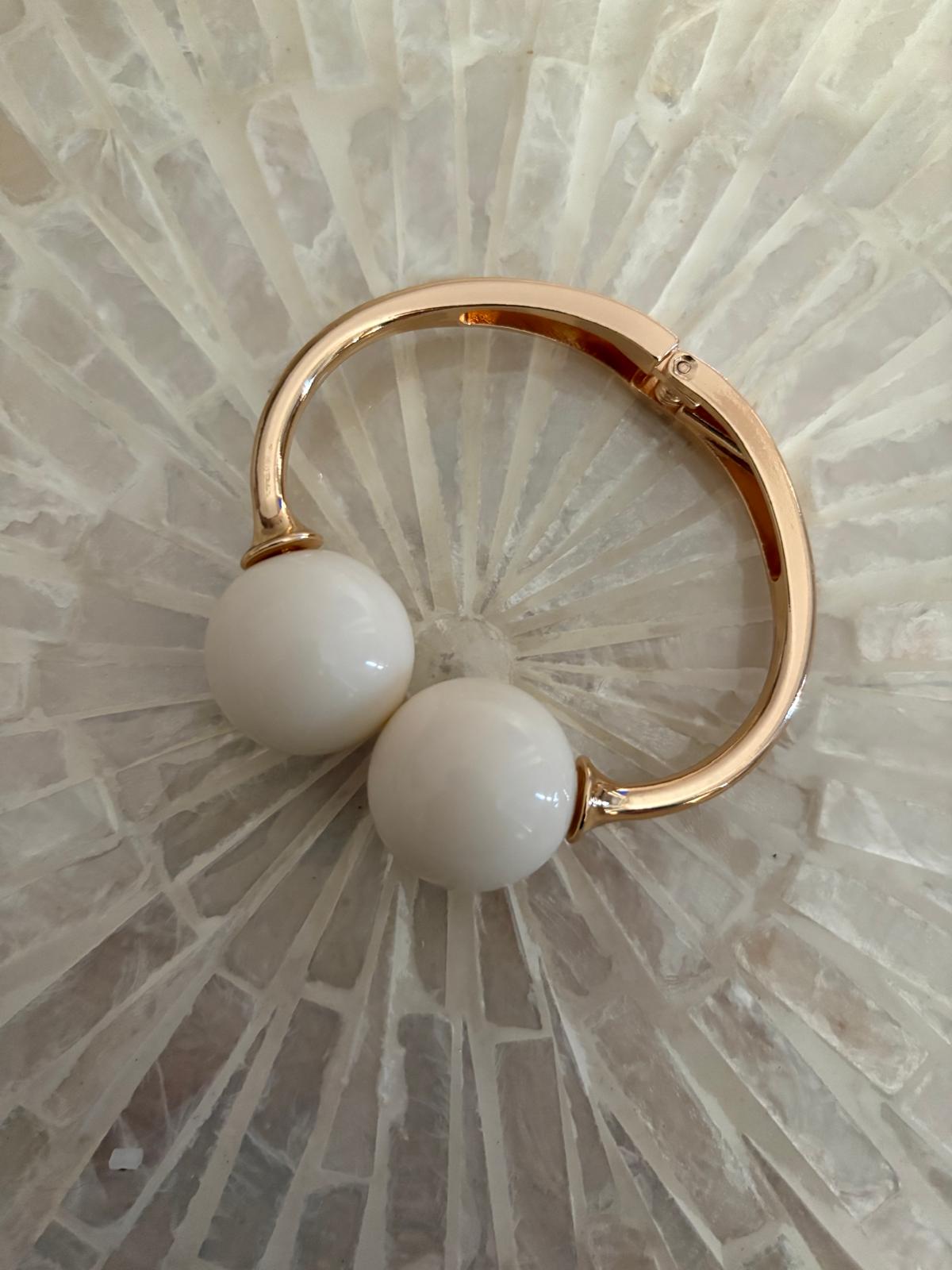 PULSERA DOS BOLAS  MARFIL
