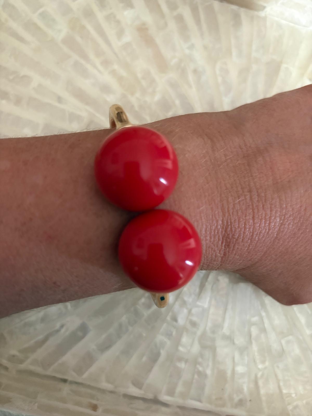 PULSERA DOS BOLAS  ROJA