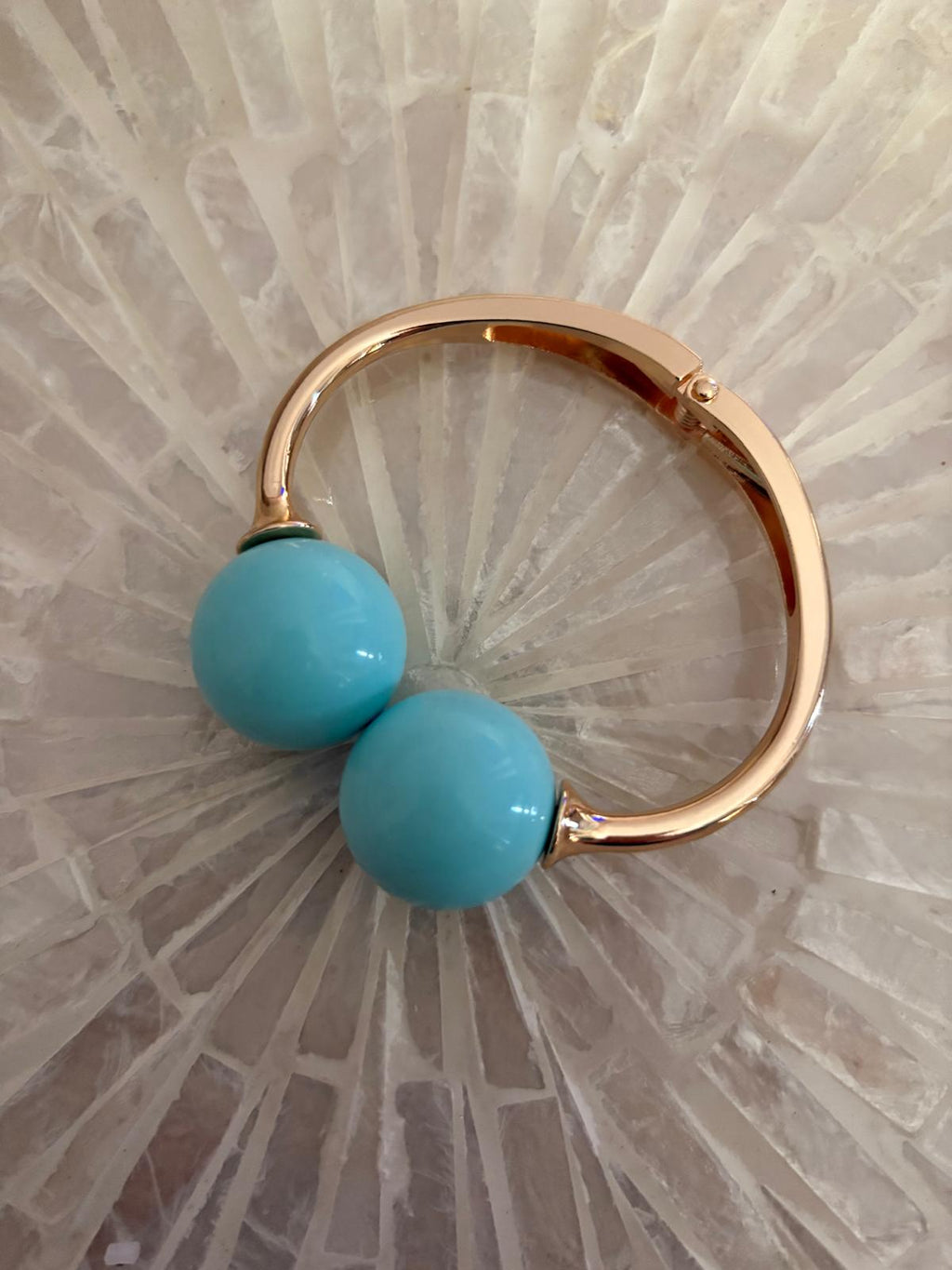 PULSERA DOS BOLAS  TURQUESA