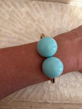 PULSERA DOS BOLAS  TURQUESA