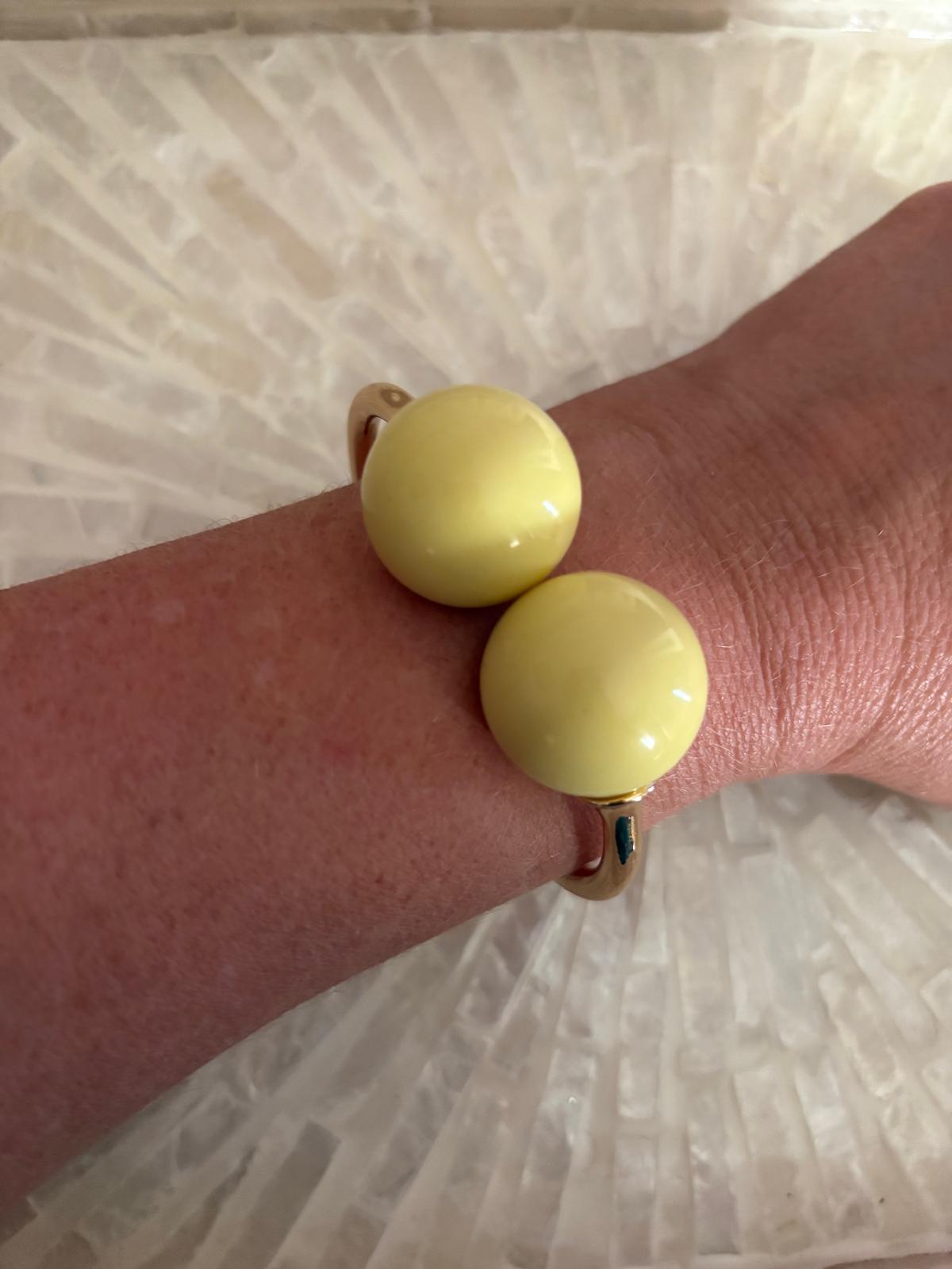 PULSERA DOS BOLAS  AMARILLO