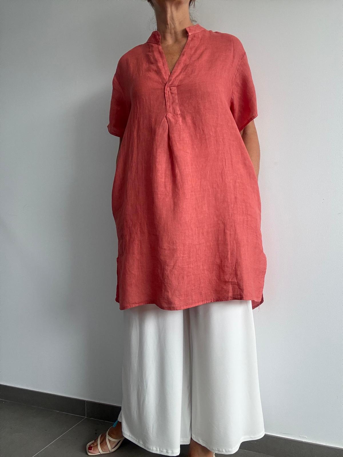 VESTIDO FESTONA CORAL