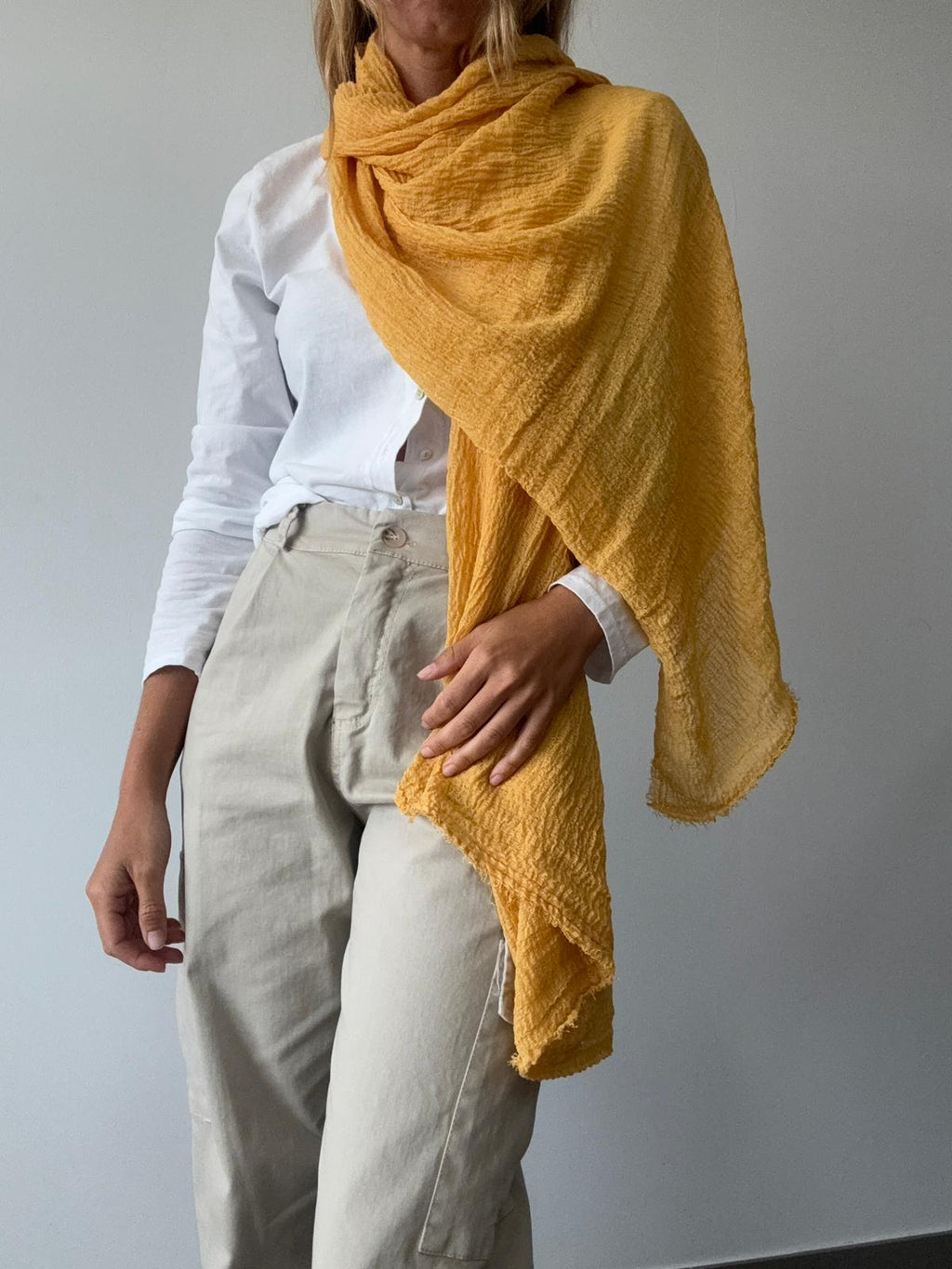 FOULARD RUGOSO MOSTAZA