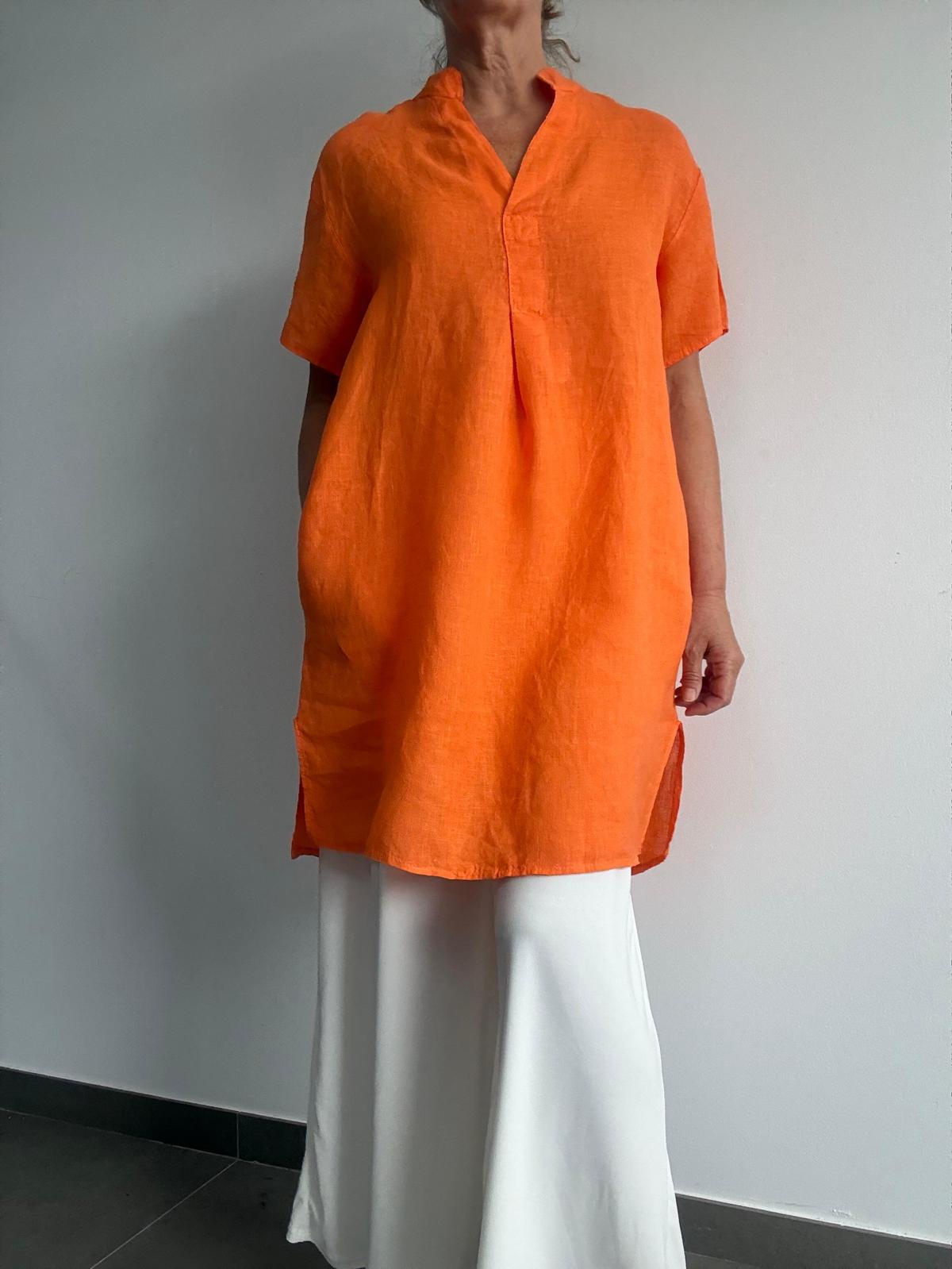 VESTIDO FESTONA NARANJA