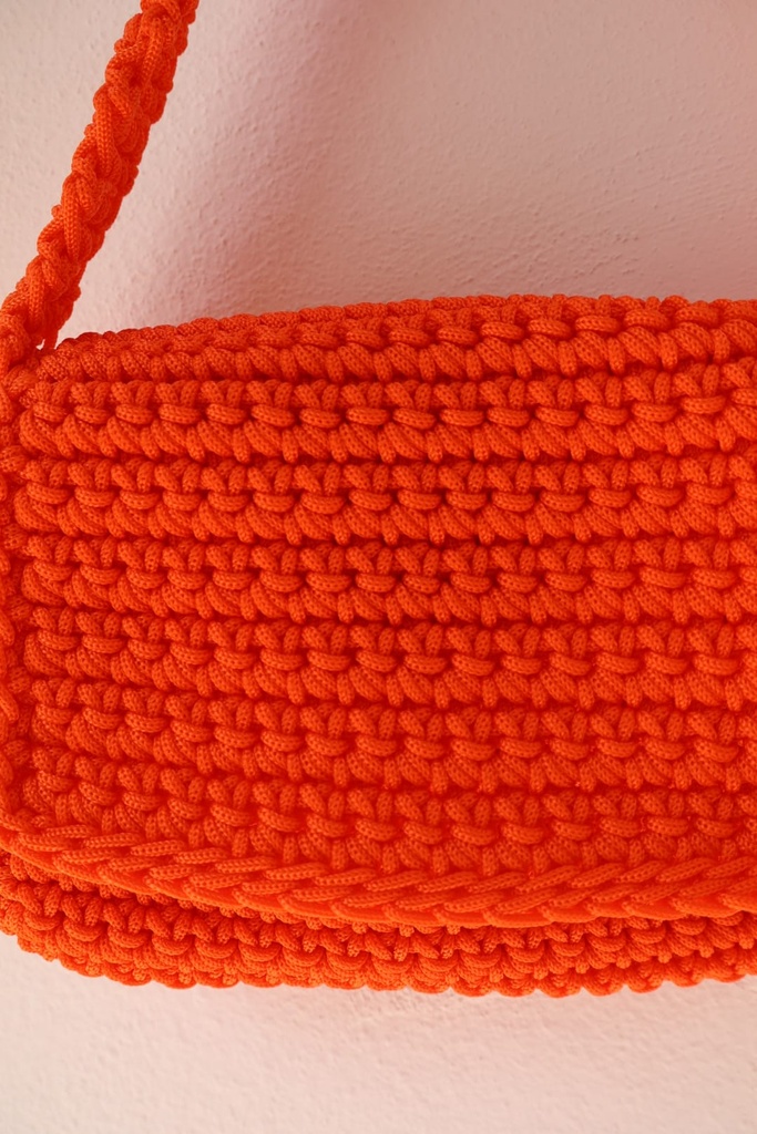 Bolso Trenzado Solapa Naranja