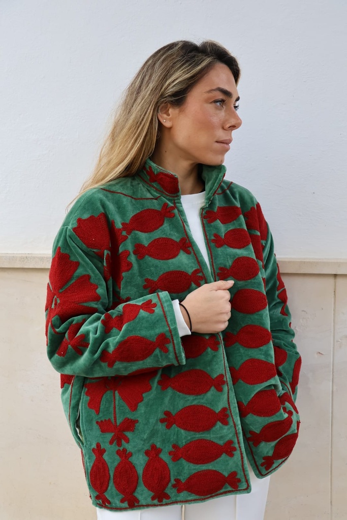 Chaqueta MARÍA Verde-Burdeos