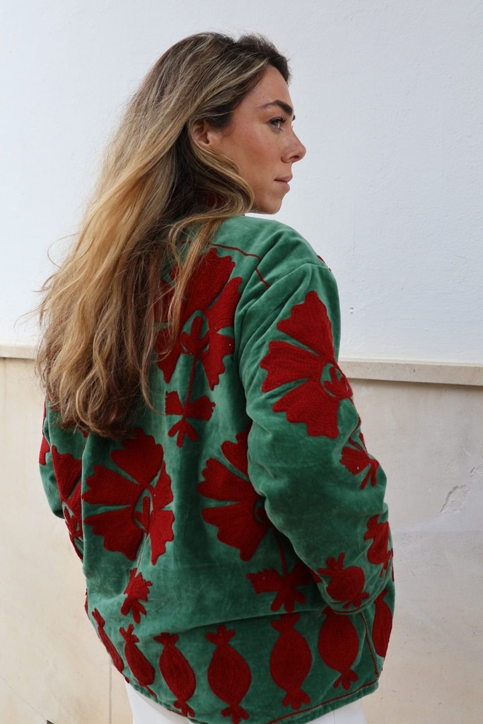 Chaqueta MARÍA Verde-Burdeos