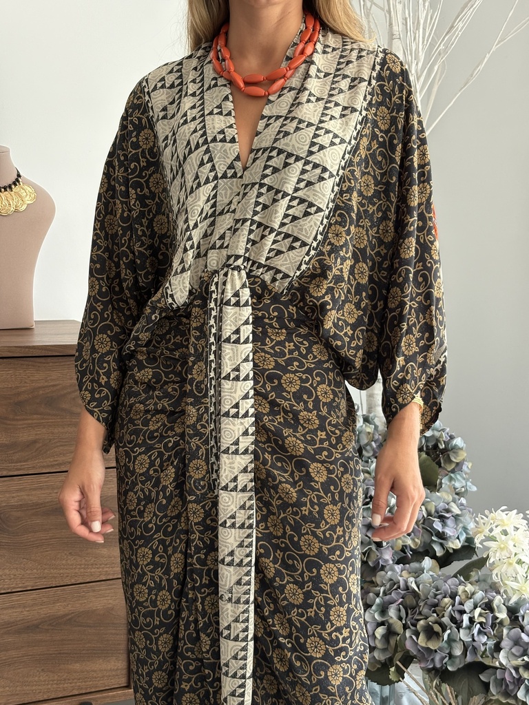 Vestido RUTE Negro/Naranja