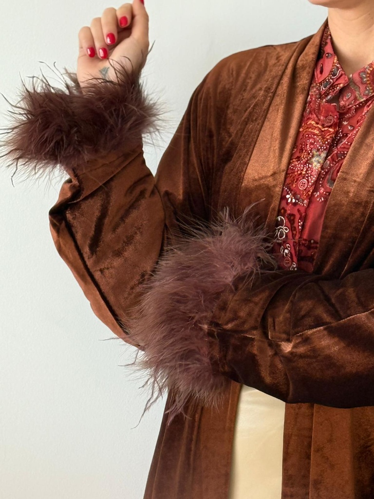 Kimono PLUMAS Marrón