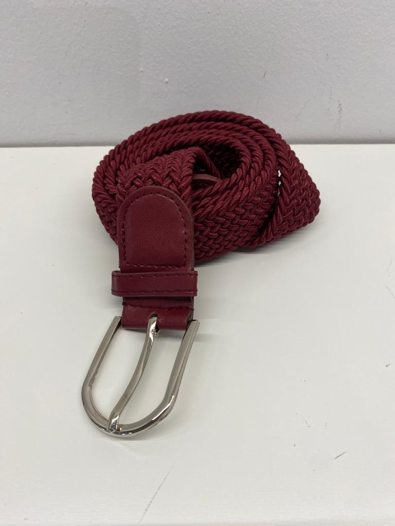 Cinturón Trenzado Elástico Burdeos