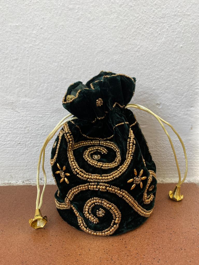 Bolso Saco Terciopelo Verde