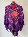 Mantón Fino Morado Borlón