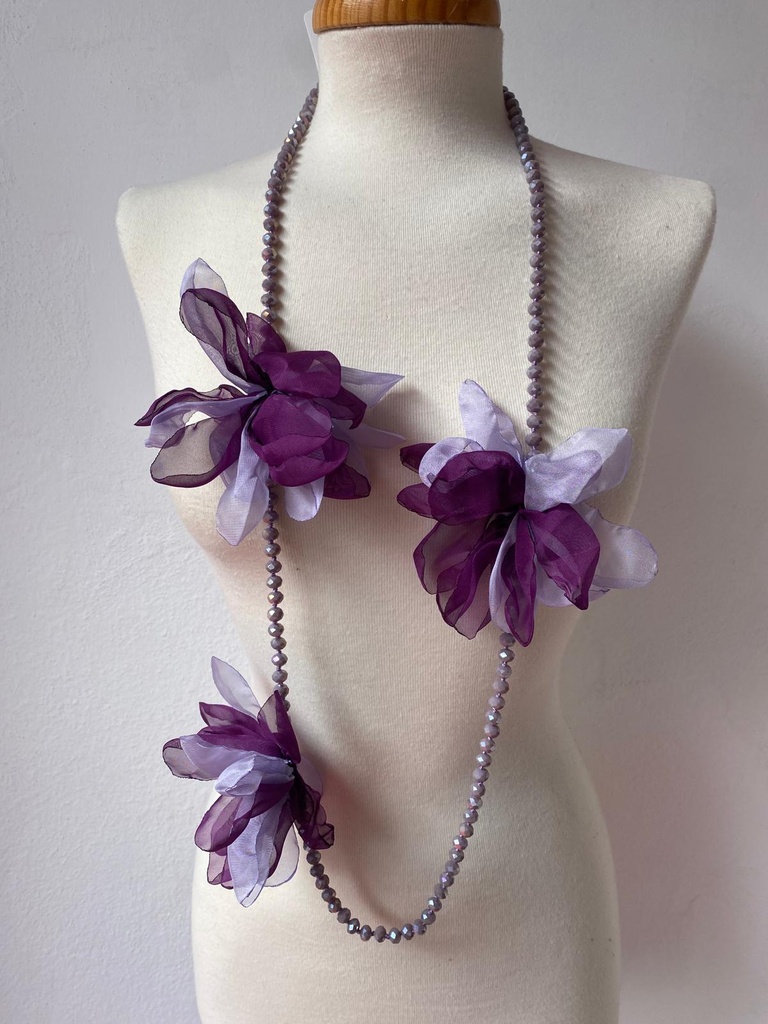 Collar Flor Gasa Malva